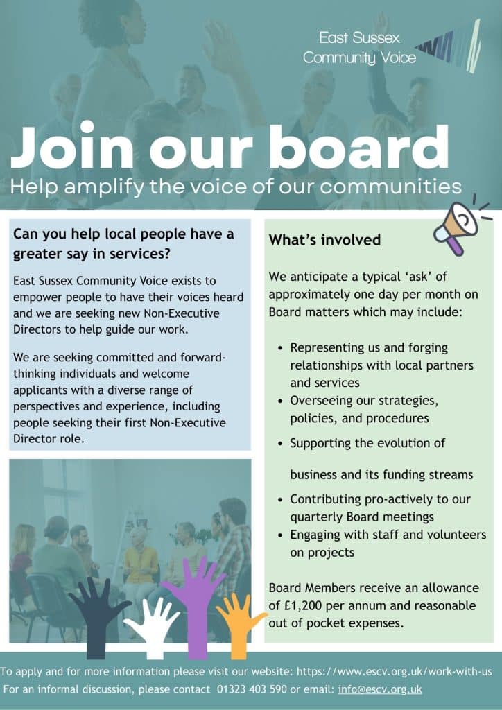 Board poster • East Sussex Community Voice